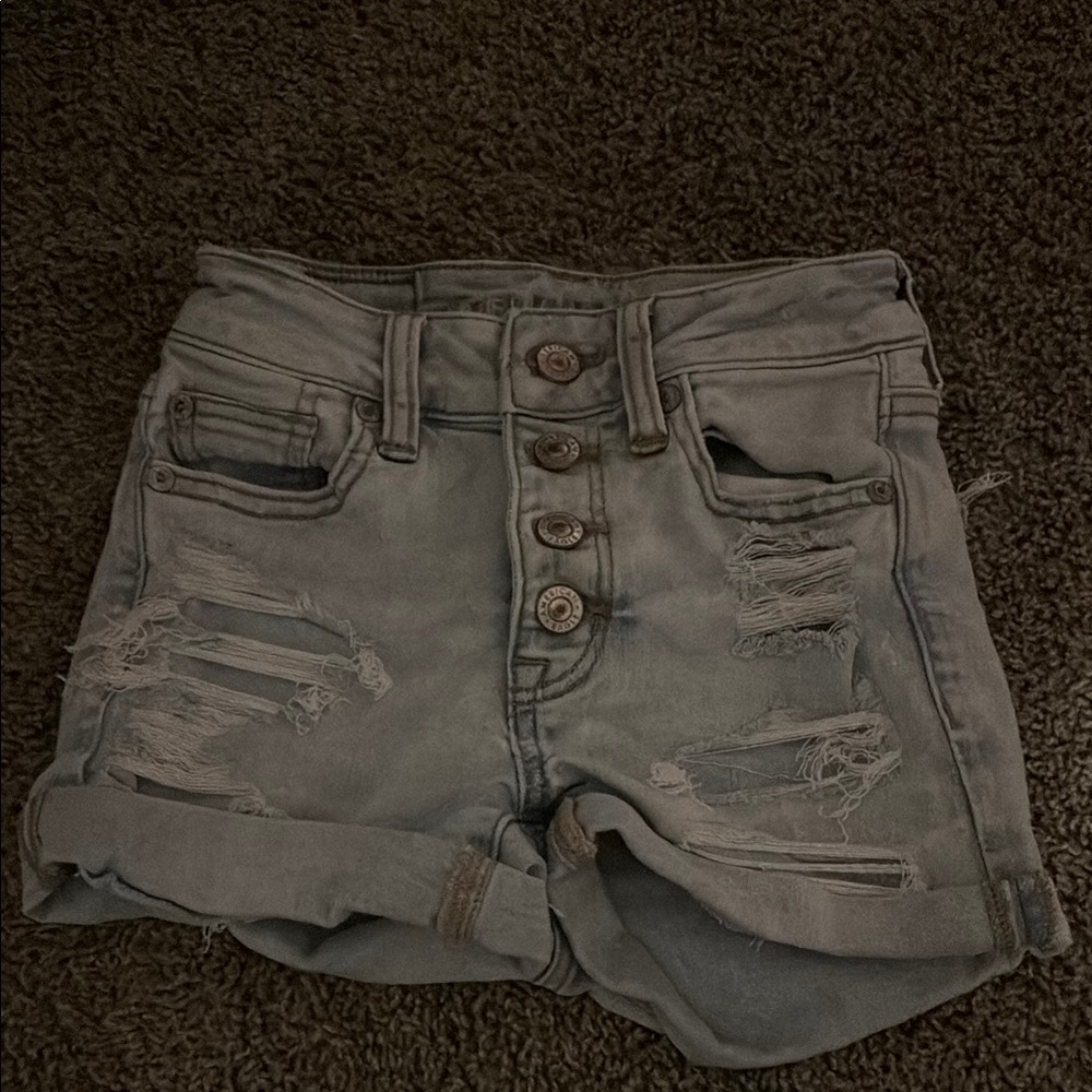 American Eagle Outfitters Blue Jean Shorts Distressed High-Waisted